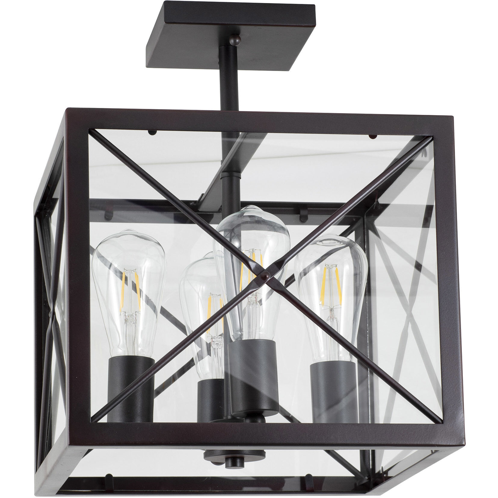 High Line 4 Light 13 inch Satin Bronze Semi-Flush Ceiling Light